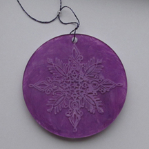 acrylic ornament, painted back