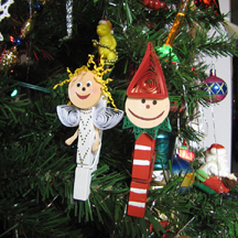 Angel and Elf quilled clothespin ornaments