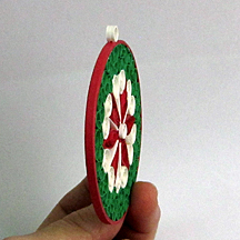 quilled Christmas ornament, side view