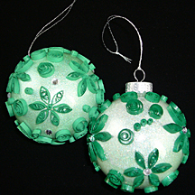 green quilled ornaments