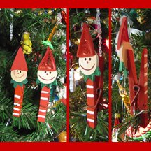 Quilled Elf clothespin ornament