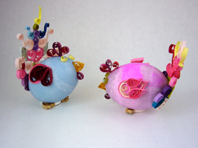 Quilled chickens from eggs