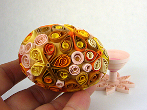 quilled brown chicken egg