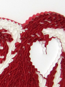 quilled Valentine's Day card closeup