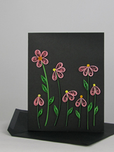 pink quilled flower card