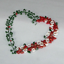 quilled heart with vines and flowers