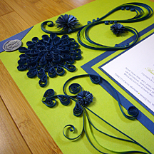 Jamie and Brian's wedding invitation with quilling