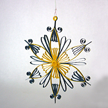 blue and yellow quilled snowflake