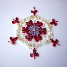 red, white, purple quilled snowflake