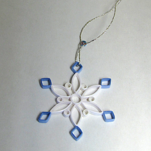 quilled ring snowflake blue and white