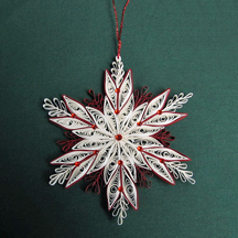quilled red and white snowflake